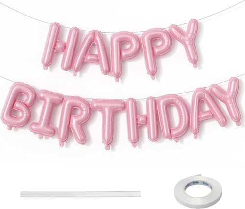 RKMYTR Rosa Geburtstagsballon-Banner, 40,6 cm, umweltfreundlich, selbstaufblasend, Perlenrosa, Folienballons, Happy Birthday Party Dekorationen für Mädchen und Frauen, Babyparty Geschlecht enthüllen RKMYTR Rosa Geburtstagsballon-Banner, 40,6 cm, umweltfreundlich, selbstaufblasend, Perlenrosa, Folienballons, Happy Birthday Party Dekorationen für Mädchen und Frauen, Babyparty Geschlecht enthüllen von RKMYTR