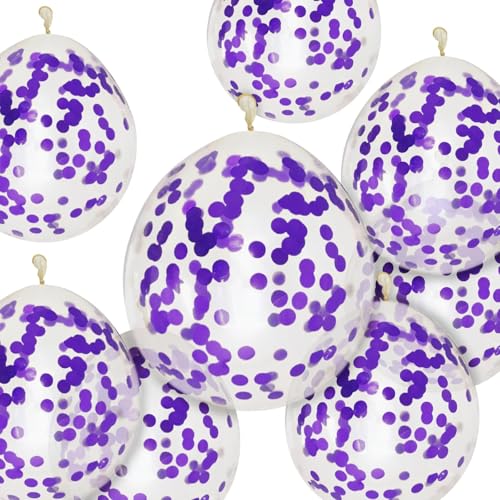 RKMYTR Violette Konfetti-Luftballons, 30,5 cm, stark, dick, glitzernd, Party-Luftballons für Geburtstage, Hochzeiten, Abschlussbälle, Babypartys und Kinderveranstaltungen, Zubehör (violettes Konfetti) von RKMYTR