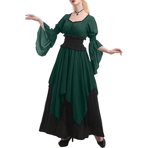 Halloween-Kostüm für Damen, Renaissance-Kleid, mittelalterliches viktorianisches Ballkleid, Bauer, Gothic, Hexenkleider, Cosplay-Outfit, grün Halloween-Kostüm für Damen, Renaissance-Kleid, mittelalterliches viktorianisches Ballkleid, Bauer, Gothic, Hexenkleider, Cosplay-Outfit, grün von RKaixuni