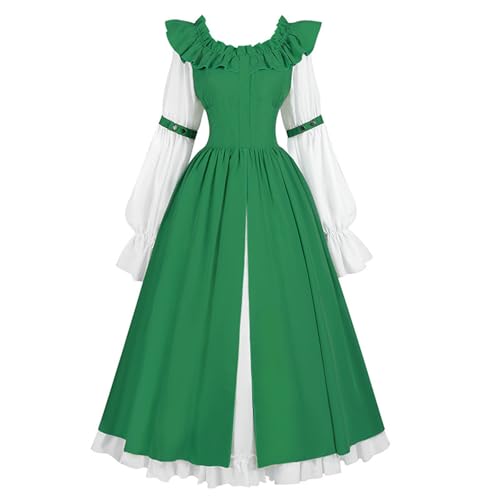 Renaissance-Kleid für Damen, Halloween-Kostüm, mittelalterliches Korsett, langärmelig, viktorianisches Ballkleid, Bauernhexen-Outfit Renaissance-Kleid für Damen, Halloween-Kostüm, mittelalterliches Korsett, langärmelig, viktorianisches Ballkleid, Bauernhexen-Outfit von RKaixuni