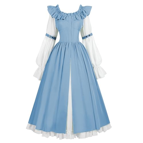 Renaissance-Kleid für Damen, Halloween-Kostüm, mittelalterliches Korsett, langärmelig, viktorianisches Ballkleid, Bauernhexen-Outfit Renaissance-Kleid für Damen, Halloween-Kostüm, mittelalterliches Korsett, langärmelig, viktorianisches Ballkleid, Bauernhexen-Outfit von RKaixuni