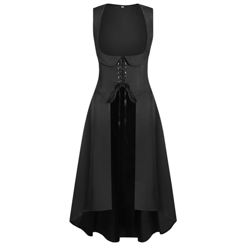 Renaissance-Kleid für Damen, Korsett, Unterbrustkorsett, Steampunk, Pirat, Bauer, High-Low-Kleid, Cosplay-Outfit, Halloween-Kostüm von RKaixuni