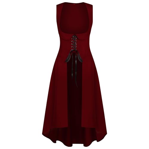 Renaissance-Kleid für Damen, Korsett, Unterbrustkorsett, Steampunk, Pirat, Bauer, High-Low-Kleid, Cosplay-Outfit, Halloween-Kostüm von RKaixuni