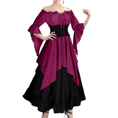 Renaissance-Kleid für Damen, mittelalterliches viktorianisches Bauernkleid, Gothic, Fee, Hexe, Überkleid, Halloween-Kostüm, Cosplay, Outfit, Hot Pink Renaissance-Kleid für Damen, mittelalterliches viktorianisches Bauernkleid, Gothic, Fee, Hexe, Überkleid, Halloween-Kostüm, Cosplay, Outfit, Hot Pink von RKaixuni