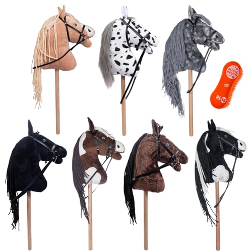 RL24 HKM - Hobby Horse Clara inkl MagicBrush | Steckenpferd mit Trense | Spielpferd aus Plüsch mit Holzstock & Langer Mähne | Stockpferd ohne Griffe & Rollen | grau RL24 HKM - Hobby Horse Clara inkl MagicBrush | Steckenpferd mit Trense | Spielpferd aus Plüsch mit Holzstock & Langer Mähne | Stockpferd ohne Griffe & Rollen | grau von RL24