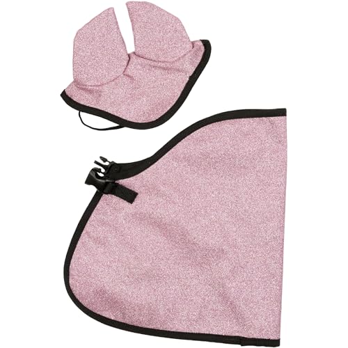 RL24 - Spielzeugset Decke mit Fliegenhaube von My Hobby Horse – Steckenpferd Fliegendecke mit Schnalle – Spielzeugfliegenhaube mit elastischem Kordelzug – Spielpferd Zubehör – Pink Glitter von RL24