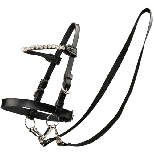 RL24 - Spielzeugtrense von My Hobby Horse – Trense für Steckenpferd – mit abnehmbarem Gebiss & Zügel – austauschbares Stirnband mit glänzenden Steinen – Stockpferd Zubehör – Schwarz von RL24