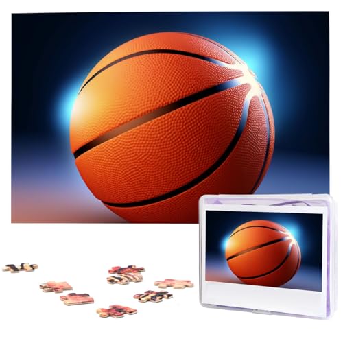 Basketball-Ball-Puzzle, 1000 Teile, personalisierbar, Holz-Fotopuzzle für Erwachsene, Familienbild, Puzzle, Geschenke für Hochzeit, Geburtstag, Valentinstag, Geschenke (74,9 x 50 cm) von RLDOBOFE