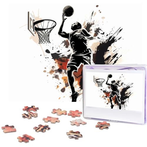 Basketball Game Player Dunk Puzzles 500 Teile Personalisierte Puzzles Holz Fotopuzzle für Erwachsene Familie Bild Puzzle Geschenke für Hochzeit Geburtstag Valentinstag Geschenke 51,8 x 38,1 cm von RLDOBOFE