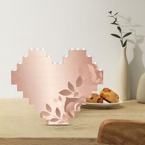 Baustein-Puzzle Herzförmige Bausteine Rose Gold Tapete Puzzles Block Puzzle für Erwachsene 3D Micro Bausteine für Home Decor Bricks Set von RLDOBOFE