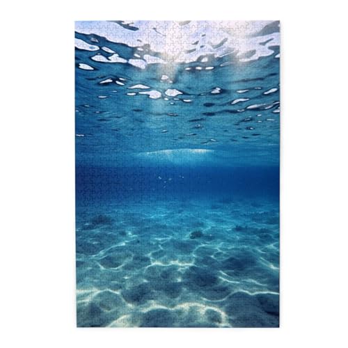 Blue Ocean Sea Puzzles, 1000 Teile, personalisiertes Holz-Fotopuzzle für Erwachsene, Familienbild, Puzzle, Geschenke für Hochzeit, Geburtstag, Valentinstag, Geschenke (74,9 x 50 cm) von RLDOBOFE