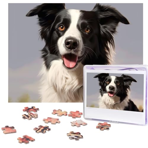 Border Collie Puzzles 500 Teile Personalisierte Puzzles Holz Fotopuzzle für Erwachsene Familie Bild Puzzle Geschenke für Hochzeit Geburtstag Valentinstag Geschenke 51,8 x 38,1 cm von RLDOBOFE