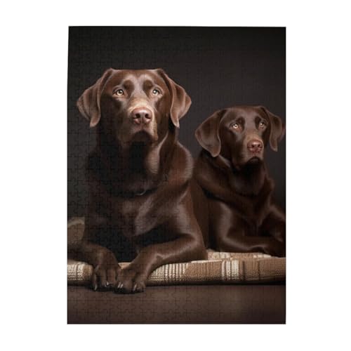 Braune Labrador-Retriever-Puzzles, 500 Teile, personalisierte Puzzles, Holz-Fotopuzzle für Erwachsene, Familie, Bilderpuzzle, Geschenke für Hochzeit, Geburtstag, Valentinstag, Geschenke, 38,1 x 51,8 von RLDOBOFE