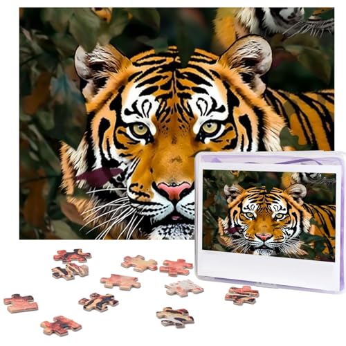 Camouflage Tiger Puzzles 500 Teile Personalisierte Puzzles Holz Fotopuzzle für Erwachsene Familie Bild Puzzle Geschenke für Hochzeit Geburtstag Valentinstag Geschenke 51,8 x 38,1 cm von RLDOBOFE