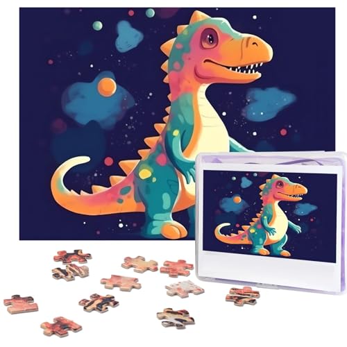 Cartoon Dinosaurier im Weltraum Puzzles 500 Teile Personalisierte Puzzles Holz Fotopuzzle für Erwachsene Familie Bild Puzzle Geschenke für Hochzeit Geburtstag Valentinstag Geschenke 51,8 x 38,1 cm von RLDOBOFE