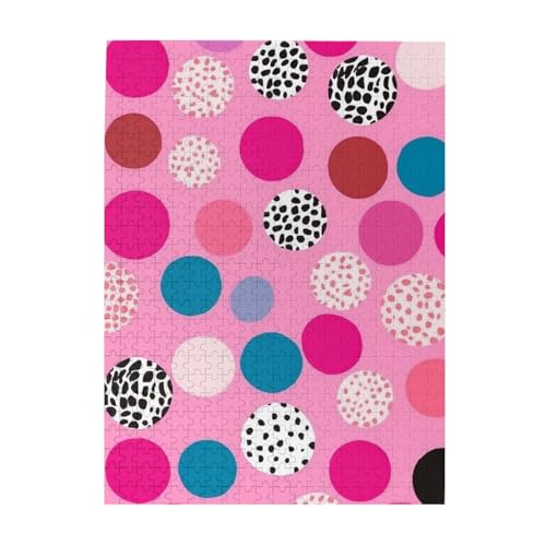 Crazy Pink Polka Dots Puzzles 500 Teile Personalisierte Puzzles Holz Fotopuzzle für Erwachsene Familie Bild Puzzle Geschenke für Hochzeit Geburtstag Valentinstag Geschenke 38,1 x 51,8 cm von RLDOBOFE