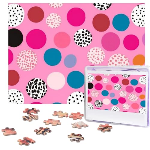 Crazy Pink Polka Dots Puzzles 500 Teile Personalisierte Puzzles Holz Fotopuzzle für Erwachsene Familie Bild Puzzle Geschenke für Hochzeit Geburtstag Valentinstag Geschenke 51,8 x 38,1 cm von RLDOBOFE