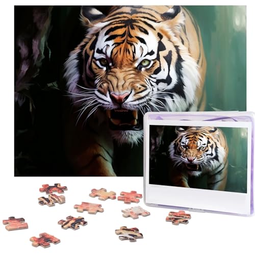 Dschungel-Tiger-Puzzle, 500 Teile, personalisierte Puzzles, Holz-Fotopuzzle für Erwachsene, Familie, Bilderpuzzle, Geschenke für Hochzeit, Geburtstag, Valentinstag, Geschenke, 51,8 x 38,1 cm von RLDOBOFE