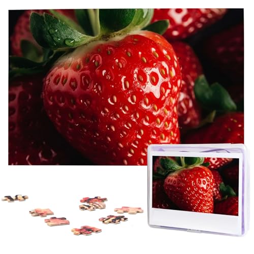 Erdbeer-Puzzle, 1000 Teile, personalisiertes Holz-Fotopuzzle für Erwachsene, Familienbild, Puzzle, Geschenke für Hochzeit, Geburtstag, Valentinstag, Geschenke (74,9 x 50 cm) von RLDOBOFE