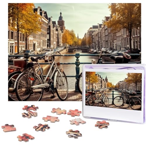 Fahrräder in Amsterdam Puzzles 500 Teile Personalisierte Puzzles Holz Fotopuzzle für Erwachsene Familie Bilderpuzzle Geschenke für Hochzeit Geburtstag Valentinstag Geschenke 51,8 x 38,1 cm von RLDOBOFE
