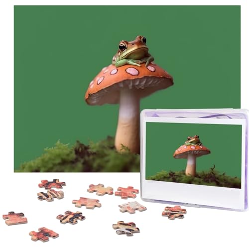 Frosch auf Pilz Puzzles 500 Teile Personalisierte Puzzles Holz Fotopuzzle für Erwachsene Familie Bild Puzzle Geschenke für Hochzeit Geburtstag Valentinstag Geschenke 51,8 x 38,1 cm von RLDOBOFE