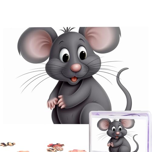 Graue Ratten-Puzzle, personalisiertes Puzzle, 1000 Teile, Puzzles aus Fotos, Bilderpuzzle für Erwachsene und Familie (74,9 x 50 cm) von RLDOBOFE