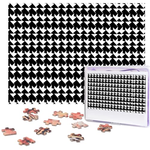 Hahnentritt-Puzzle, schwarz, personalisierbar, 500 Teile, Puzzles aus Fotos, Bilderpuzzle für Erwachsene und Familie (51,8 x 38,1 cm) von RLDOBOFE