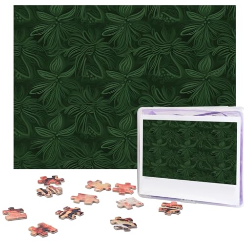 Hunter Green Floral Petals Pattern Puzzles Personalized Puzzle 500 Pieces Jigsaw Puzzles from Photos Picture Puzzle for Adults Family (51.8 cm x 38.1 cm) von RLDOBOFE
