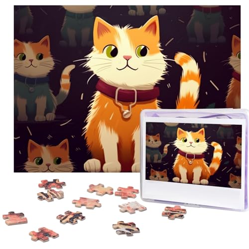 Katzen-Puzzle, 500 Teile, personalisierbar, Holz-Fotopuzzle für Erwachsene, Familie, Bilderpuzzle, Geschenke für Hochzeit, Geburtstag, Valentinstag, Geschenke, 51,8 x 38,1 cm von RLDOBOFE