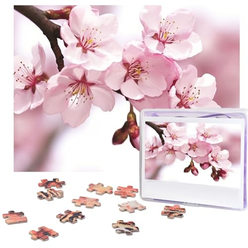 Kirschblüten-Puzzle, 500 Teile, personalisierbar, Holz-Fotopuzzle für Erwachsene, Familie, Bilderpuzzle, Geschenke für Hochzeit, Geburtstag, Valentinstag, Geschenke, 51,8 x 38,1 cm von RLDOBOFE