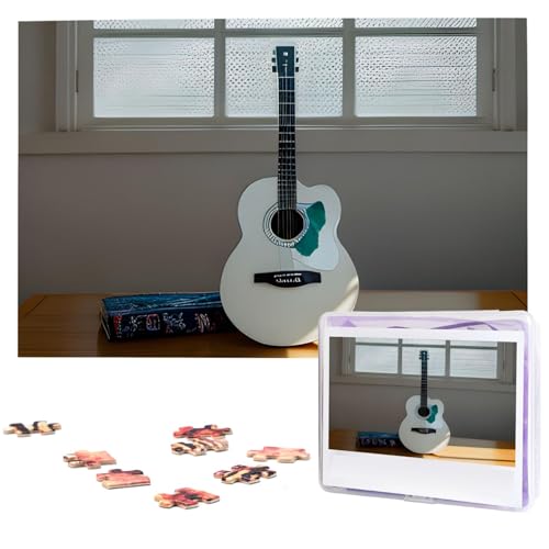 Kunst-Gitarrenmuster-Puzzle, 1000 Teile, personalisierbar, Holz-Fotopuzzle für Erwachsene, Familienbild, Puzzle, Geschenke für Hochzeit, Geburtstag, Valentinstag, Geschenke (74,9 x 50 cm) von RLDOBOFE