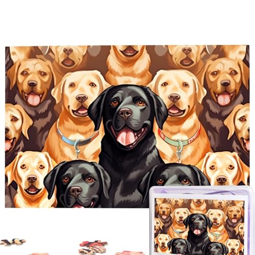Labrador Retriever Hunde Puzzles Personalisiertes Puzzle 1000 Teile Puzzle aus Fotos Bilderpuzzle für Erwachsene Familie (74,9 x 50 cm) von RLDOBOFE