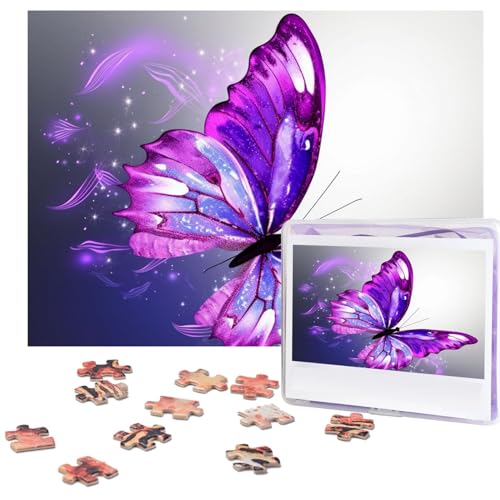 Lila Schmetterling Puzzles Personalisiertes Puzzle 500 Teile Puzzle aus Fotos Bilderpuzzle für Erwachsene Familie (51,8 x 38,1 cm) von RLDOBOFE