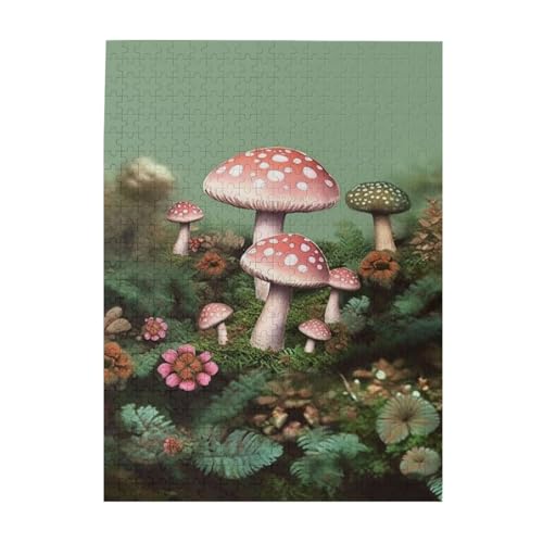 Lovely Mushroom Garden Puzzles 500 Pieces Personalized Jigsaw Puzzles Wooden Photo Puzzle for Adults Family Picture Puzzle Gifts for Wedding Birthday Valentine's Day Gifts 38.1 cm x 51.8 cm von RLDOBOFE