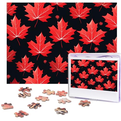 Maple Leaf Pattern Puzzles 500 Pieces Personalized Jigsaw Puzzles Wooden Photo Puzzle for Adults Family Picture Puzzle Gifts for Wedding Birthday Valentine's Day Gifts 51.8 cm x 38.1 cm von RLDOBOFE