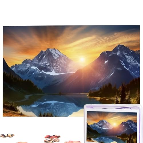 Mountain Sunrise Puzzles Personalisiertes Puzzle 1000 Teile Puzzle aus Fotos Bilderpuzzle für Erwachsene Familie (74,9 x 50 cm) von RLDOBOFE