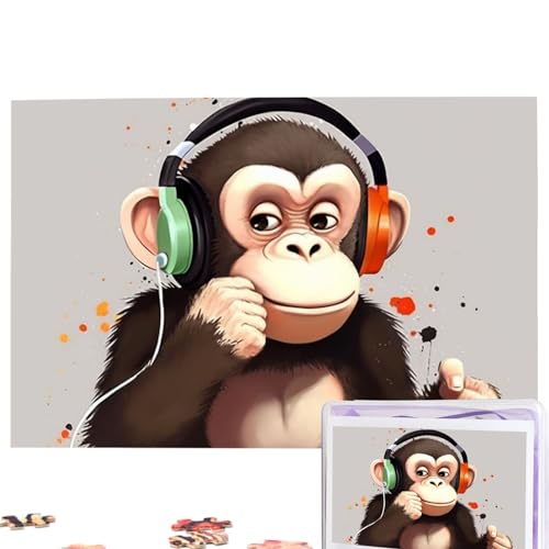 Musik-Affen-Puzzles, personalisiertes Puzzle, 1000 Teile, Puzzles aus Fotos, Bilderpuzzle für Erwachsene und Familie (74,9 x 50 cm) von RLDOBOFE