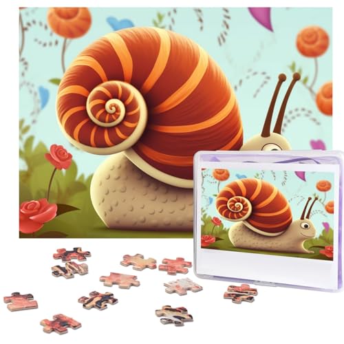 Niedliche Schnecken-Puzzles, 500 Teile, personalisiertes Puzzle, Holzfotopuzzle für Erwachsene, Familie, Bilderpuzzle, Geschenke für Hochzeit, Geburtstag, Valentinstag, Geschenke, 51,8 x 38,1 cm von RLDOBOFE