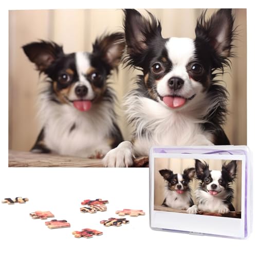 Niedliches Hunde-Puzzle, 1000 Teile, personalisiertes Puzzle, Holz-Fotopuzzle für Erwachsene, Familienbild, Puzzle, Geschenke für Hochzeit, Geburtstag, Valentinstag, Geschenke (74,9 x 50 cm) von RLDOBOFE