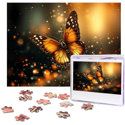 Orange Butterfly Puzzles 500 Teile Personalisierte Puzzles Holz Fotopuzzle für Erwachsene Familie Bild Puzzle Geschenke für Hochzeit Geburtstag Valentinstag Geschenke 51,8 x 38,1 cm von RLDOBOFE