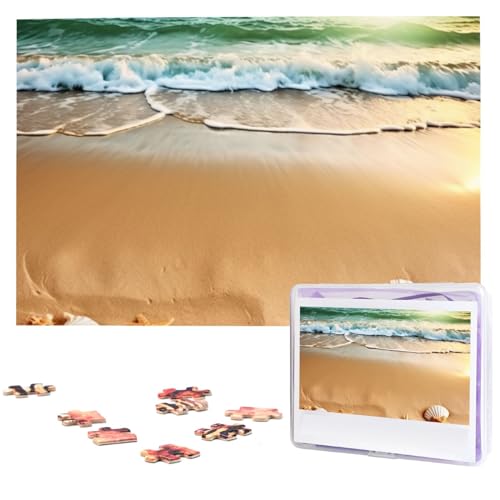 Ozean-Strand-Themen-Puzzle, 1000 Teile, personalisiertes Holz-Fotopuzzle für Erwachsene, Familien-Bilderpuzzle, Geschenke für Hochzeit, Geburtstag, Valentinstag, Geschenke (74,9 x 50 cm) von RLDOBOFE