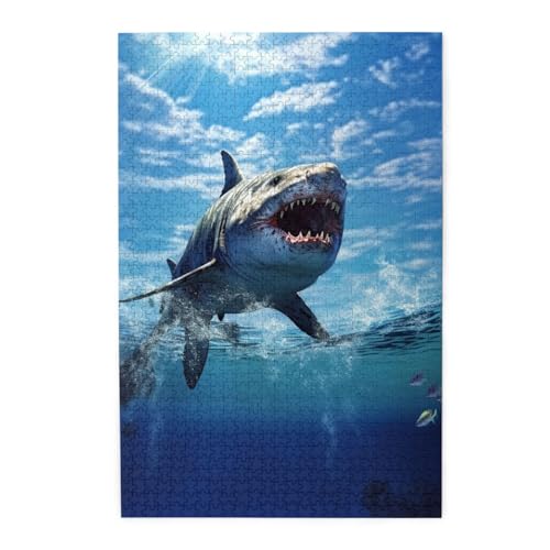 Ozeanfisch-Puzzle, 1000 Teile, personalisiertes Holz-Fotopuzzle für Erwachsene, Familien-Bilderpuzzle, Geschenke für Hochzeit, Geburtstag, Valentinstag, Geschenke (74,9 x 50 cm) von RLDOBOFE