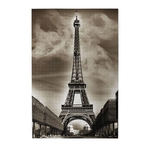 Pariser Eiffelturm-Puzzle, 1000 Teile, personalisierbar, Holz-Fotopuzzle für Erwachsene, Familie, Bilderpuzzle, Geschenke für Hochzeit, Geburtstag, Valentinstag, Geschenke (74,9 x 50 cm) von RLDOBOFE