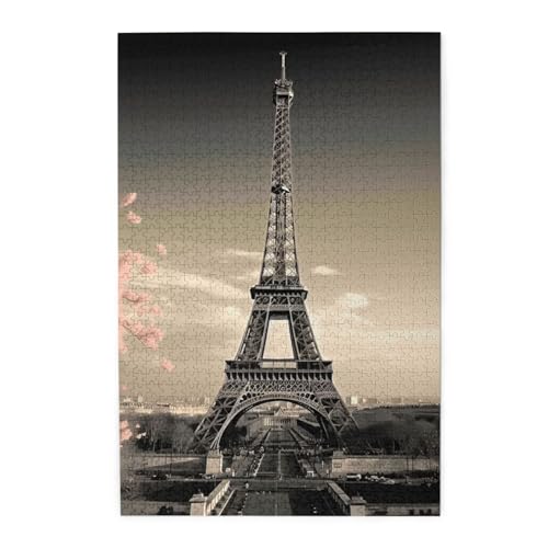 Pariser Turm-Puzzle, 1000 Teile, personalisiertes Holz-Fotopuzzle für Erwachsene, Familien-Bilderpuzzle, Geschenke für Hochzeit, Geburtstag, Valentinstag, Geschenke (74,9 x 50 cm) von RLDOBOFE