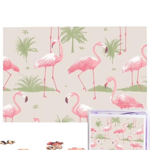 Pink Flamingos Puzzles Personalisiertes Puzzle 1000 Teile Puzzle aus Fotos Bilderpuzzle für Erwachsene Familie (74,9 x 50 cm) von RLDOBOFE