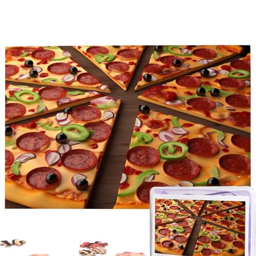 Pizza 3D Puzzles Personalisiertes Puzzle 1000 Teile Puzzle aus Fotos Bilderpuzzle für Erwachsene Familie (74,9 x 50 cm) von RLDOBOFE