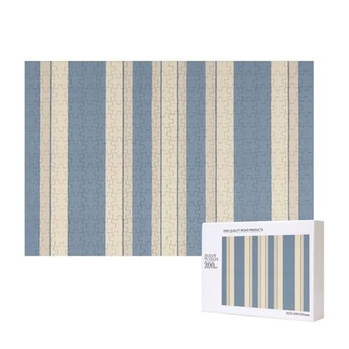 Puzzle 500 Teile Blau Beige Streifen Puzzle Holz Fotopuzzle für Erwachsene Personalisiertes Bilderpuzzle Klassisches Puzzle für Familie Hochzeit Geburtstag Valentinstag Geschenke 15,7 x 11 Zoll von RLDOBOFE