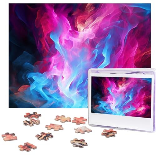 Puzzle 500 Teile Blaues Feuer Puzzle Holz Fotopuzzle für Erwachsene Personalisiertes Bilderpuzzle Klassisches Puzzle für Familie Hochzeit Geburtstag Valentinstag Geschenke 51,8 x 38,1 cm von RLDOBOFE