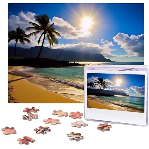 Puzzle 500 Teile Hawaii Strand Puzzle Holz Fotopuzzle für Erwachsene Personalisiertes Bilderpuzzle Klassisches Puzzle für Familie Hochzeit Geburtstag Valentinstag Geschenke 51,8 x 38,1 cm von RLDOBOFE