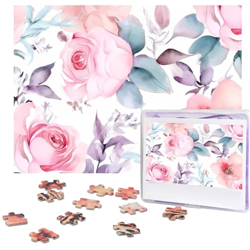 Puzzles, 500 Teile, Aquarell-Blumenmuster, Holz-Fotopuzzle für Erwachsene, personalisiertes Bild, Puzzle, klassisches Puzzle für Familie, Hochzeit, Valentinstag, Geschenke, 51,8 x 38,1 cm Puzzles, 500 Teile, Aquarell-Blumenmuster, Holz-Fotopuzzle für Erwachsene, personalisiertes Bild, Puzzle, klassisches Puzzle für Familie, Hochzeit, Valentinstag, Geschenke, 51,8 x 38,1 cm von RLDOBOFE